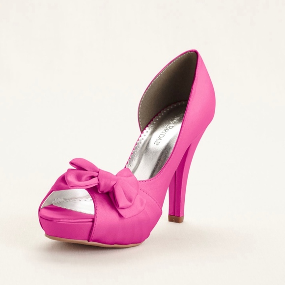 Satin Peep Toe Platform High Heel with Bow Detail - Picture 2 of 4